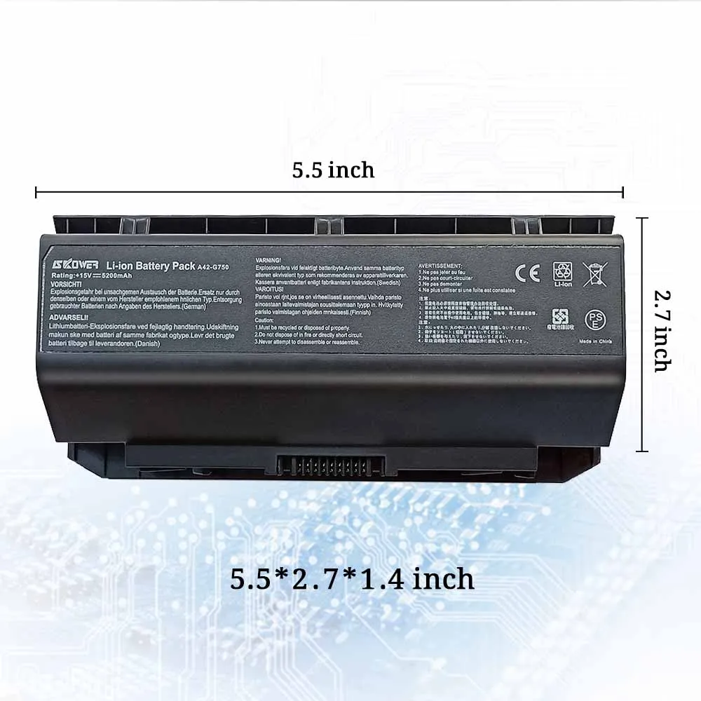 SKOWER A42 G750 ROG G750J G750JH G750JM G750JS Series 15V/5200mAh|Аккумуляторы для ноутбуков| |