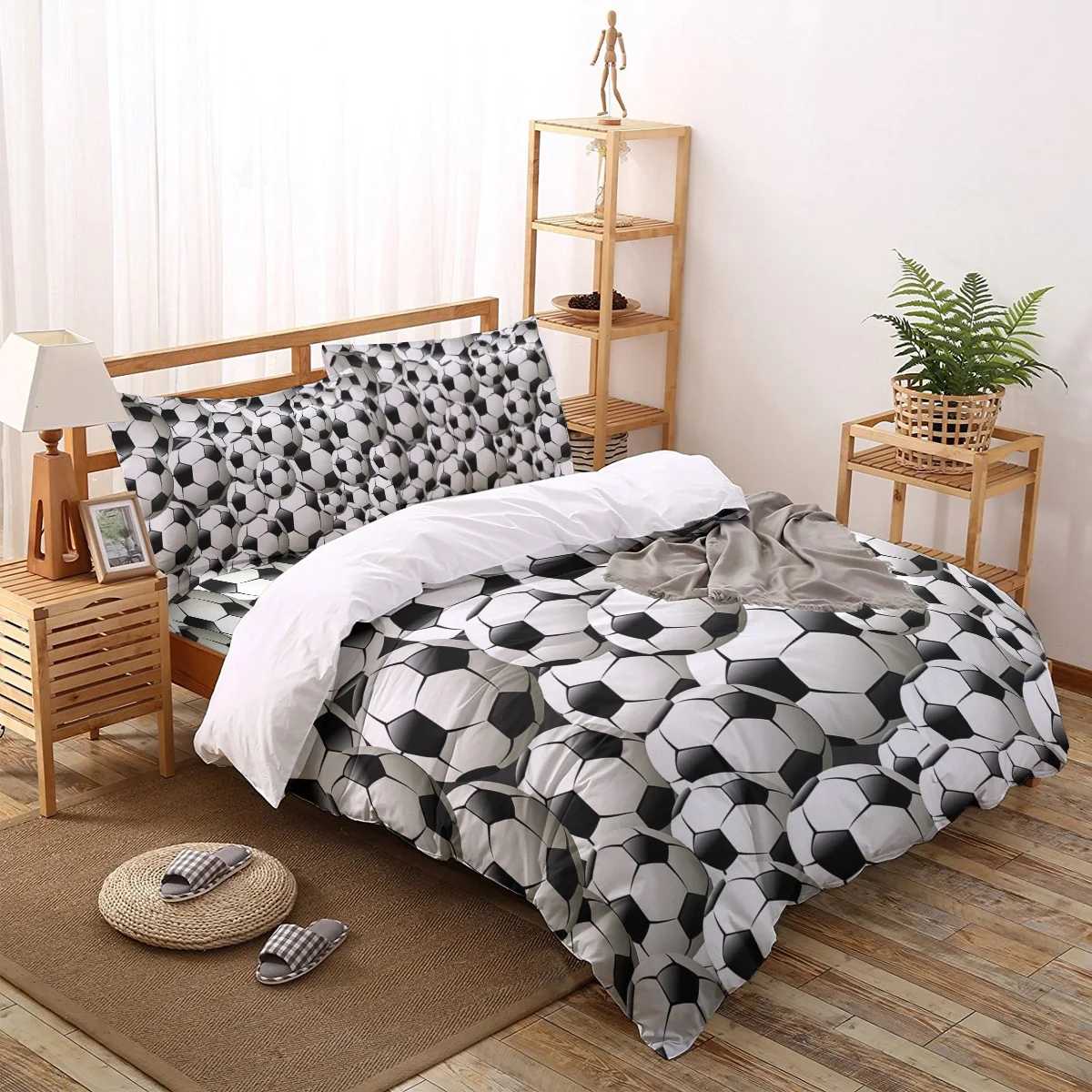 

Soccer Balls Football Pattern Bedding Set Sheet Linens Twin Size Duvet Cover Set For Bed Cover Pillowcase For Home
