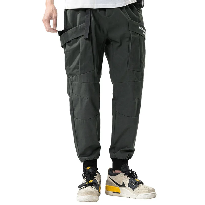 

fashion harem pants mens trouser casual campus students four seasons long pants breeches pocket black daily male trouser