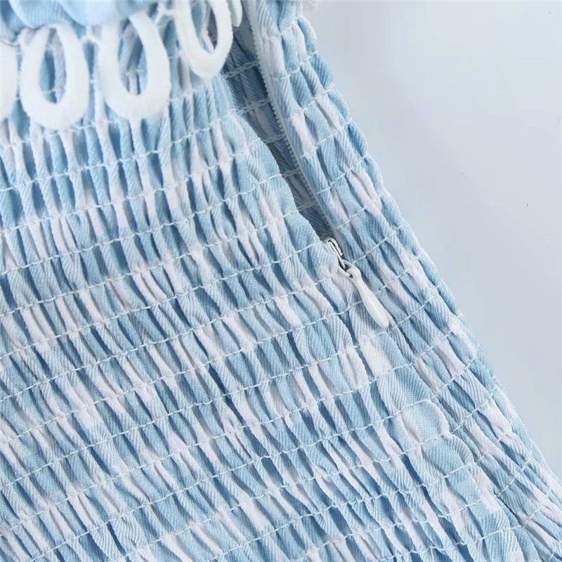 

ShinySweety 2021 Summer Woman Blue Sweet Slim Plaid Spaghetti Strap Short Dress Girls Casual Cotton Soft Stretchy Mini Dresses