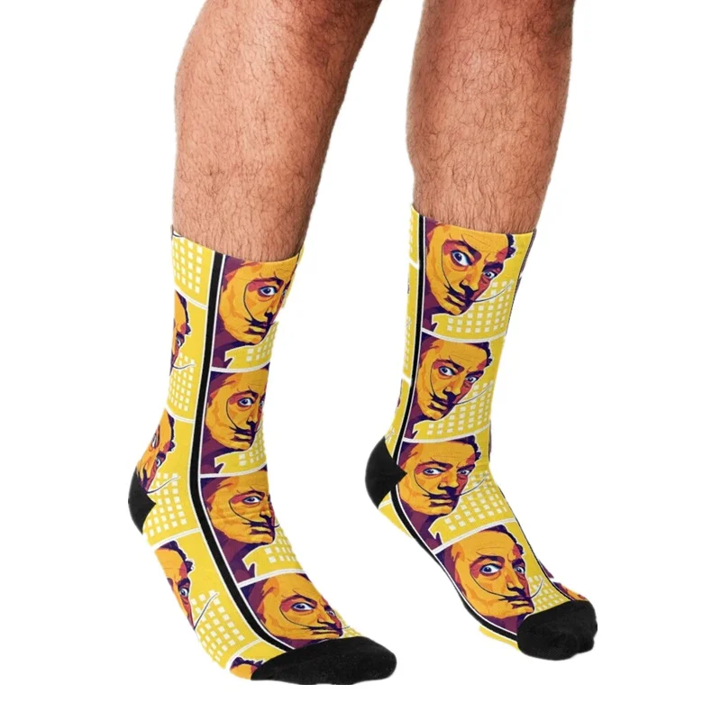 

Men's socks Funny la casa de papel SALVADOR DALI Printed Men Happy Money heist Crew cute boys Casual Crazy Socks for men