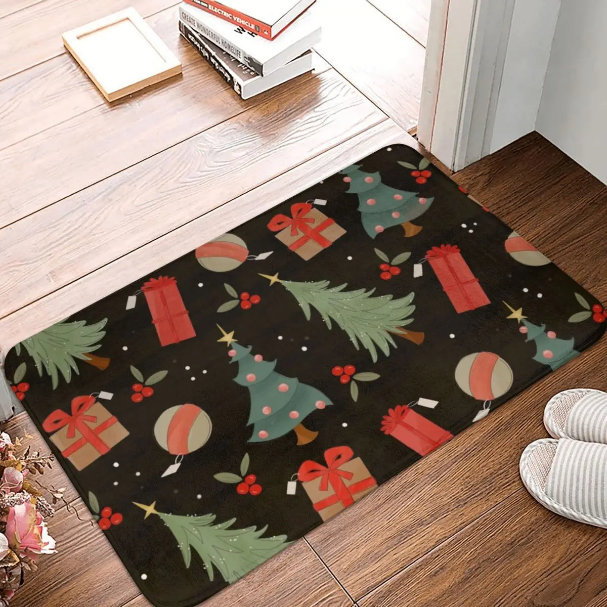 

Jolly Holly Pattern Doormat Rug carpet Mat Footpad Polyester Non-slip durable Entrance Kitchen Bedroom balcony toilet Bathroom