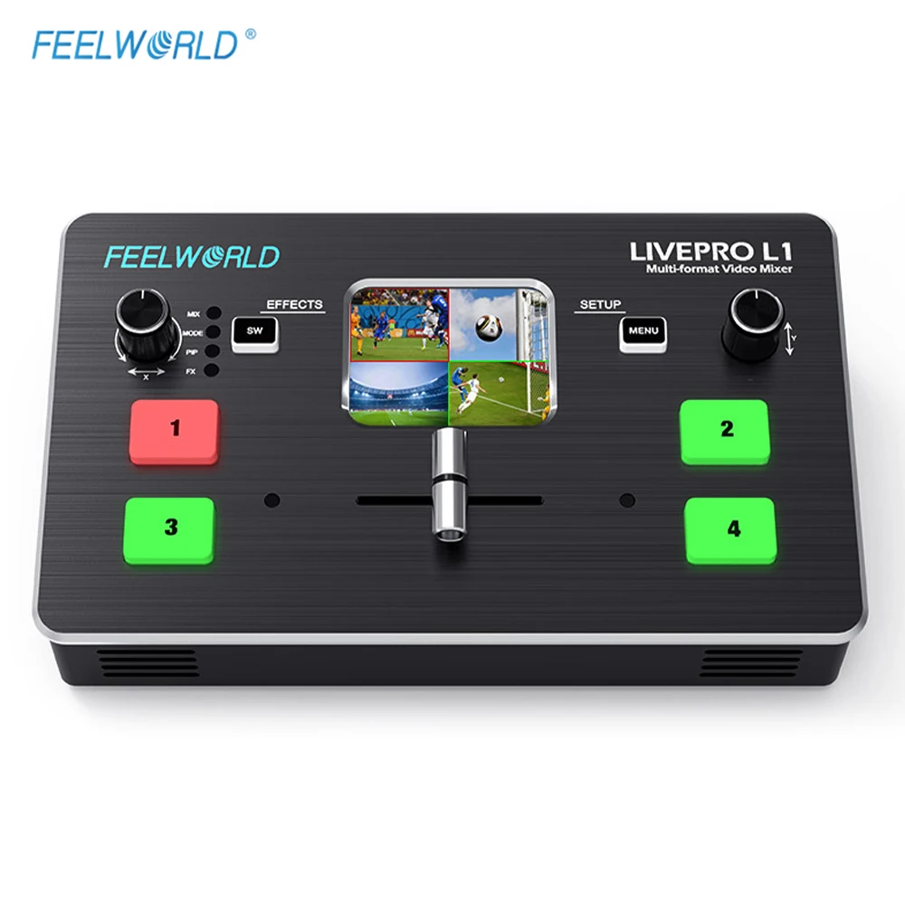 

FEELWORLD LIVEPRO L1 мульти-формат видео микшер коммутатор 4 канала Вход для DSLR компьютера мобильного телефона в реальном времени потоковое производ...