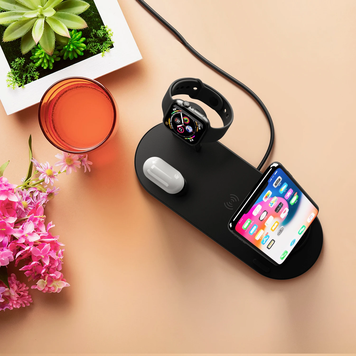 Wireless Charging Mobile Phone Charger Station 3IN1 Multi Function Charging Stand with Type-c for Iphone for Airpods for Iwatch