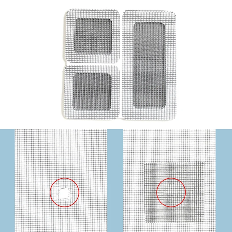 

4pcs Screen Repair Tape Patch Self-adhesive Net Mesh Broken Holes Anti Mosquito Fly Bug Insect Repair Screen Wall Patch Stickers