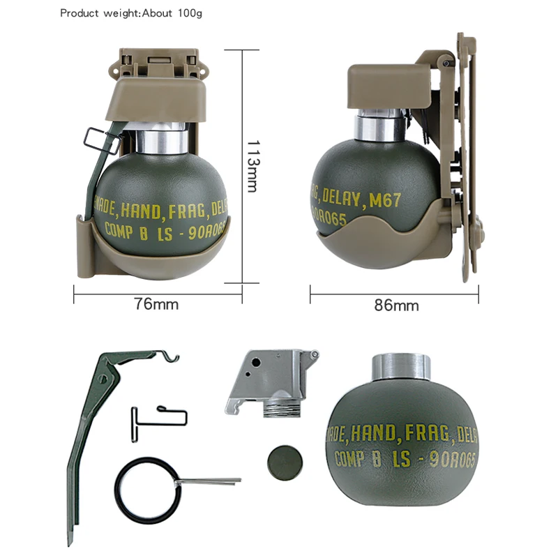 

Airsoft M67 Dummy Grenade Model Waist Clip Plastic Molle System M-67 Gren Pouch Storage for Outdoor Cosplay Tactical Paintball