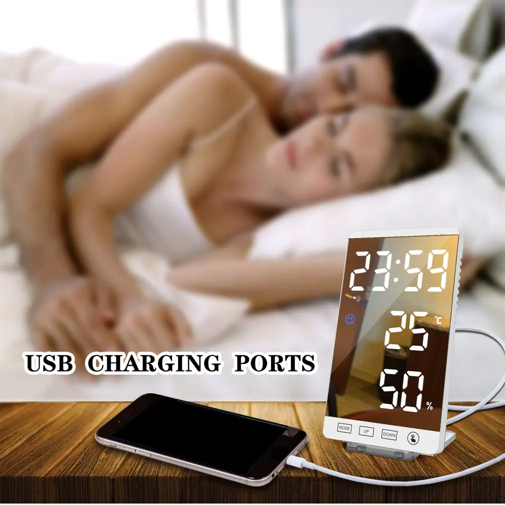 Часы с сенсорной кнопкой устройство для измерения температуры и влажности 6