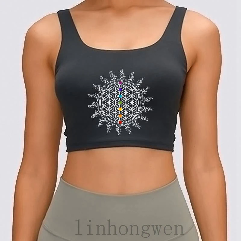 

Flower Of Life Chakras Spirituality Yogas Zen Crop Tops 2018 Costume Summer Top Character Women Tank Top Stylish O-Neck Kawaii