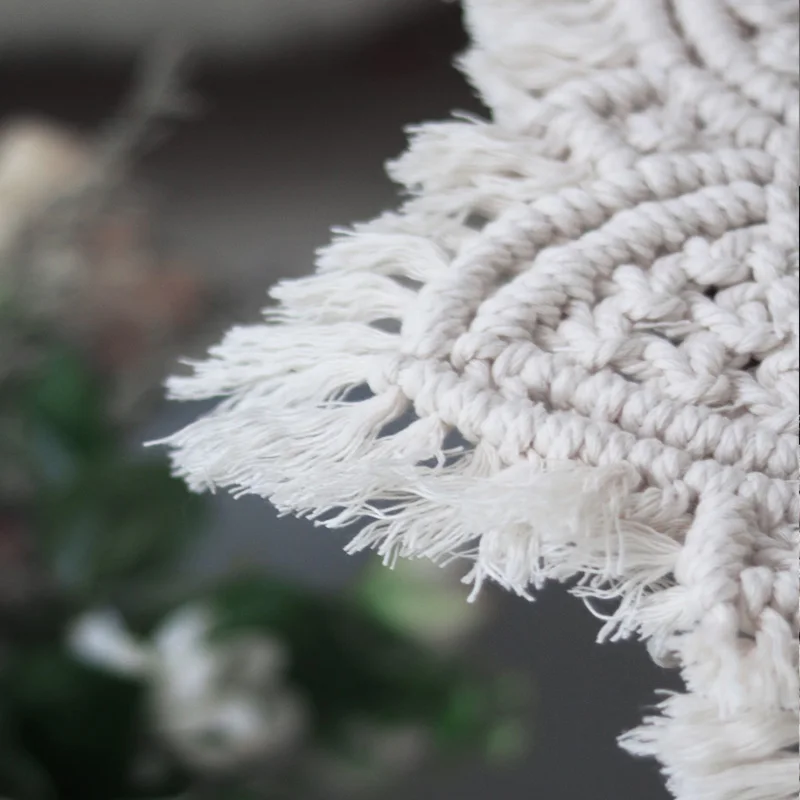 Богемный настенный подвесной гобелен зеркало макраме ручной работы хлопковая