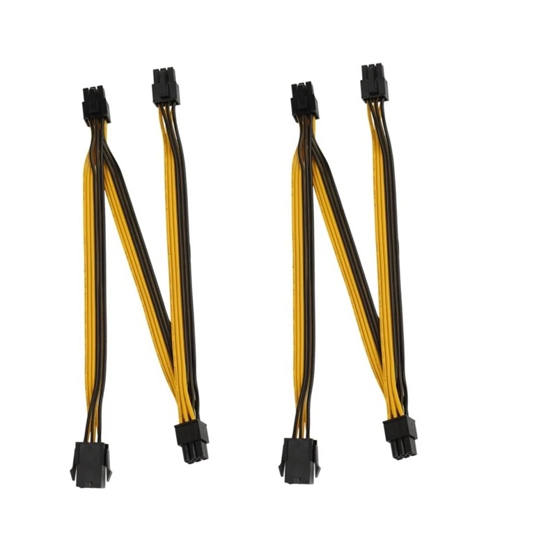 

2Pack PCI-E PCIe 6Pin Female to 3 6P Male PCI Express Extension Cable Power Supply 20cm for Graphics Video Card Adapter