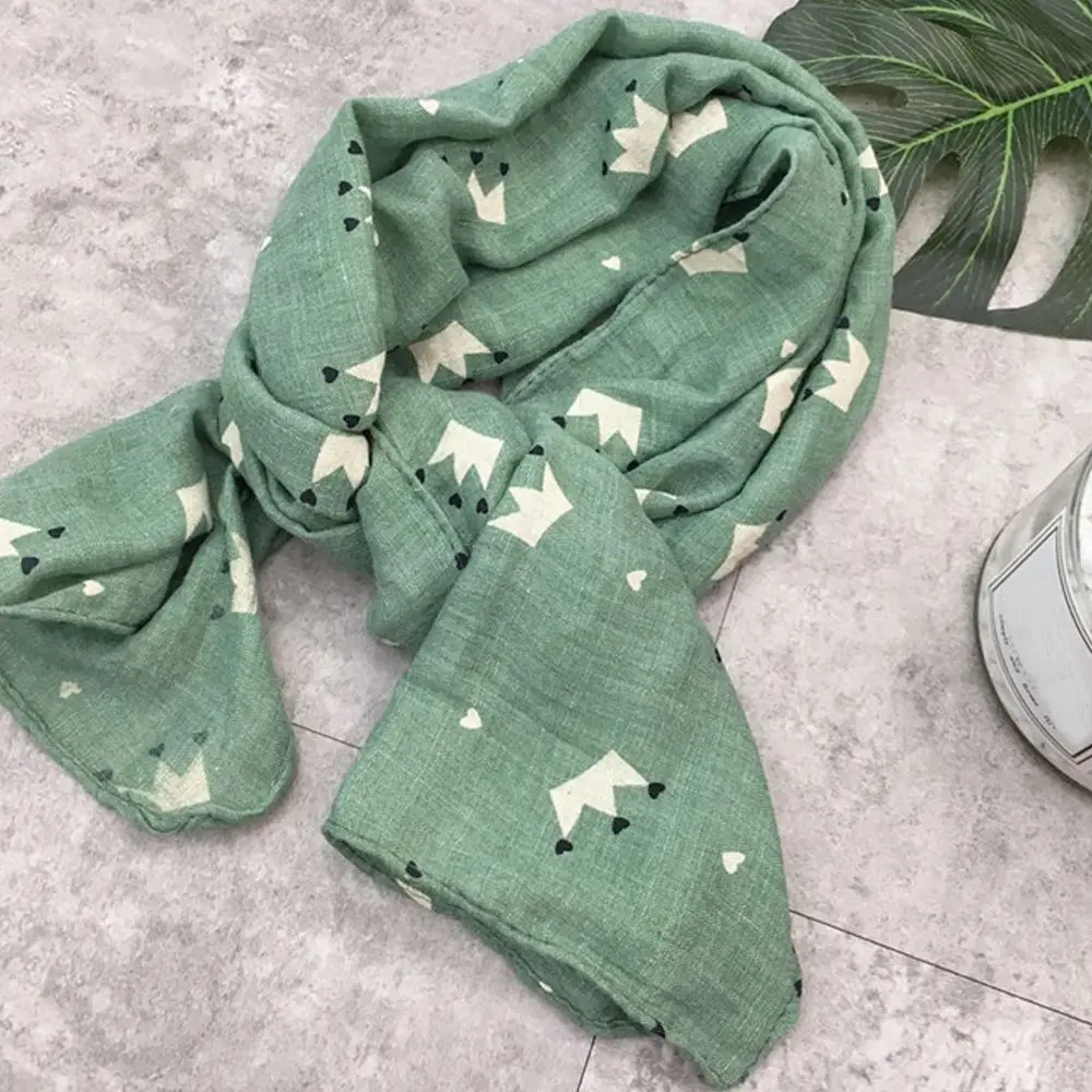 Милый детский шарф из хлопка и льна модный с принтом короны Детские шарфы на