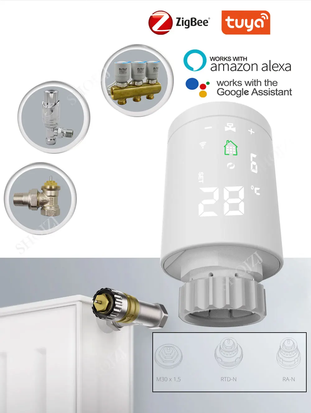 2021 OEM производство Tuya Smart Zigbee3.0 умный термостатический клапан радиатора для