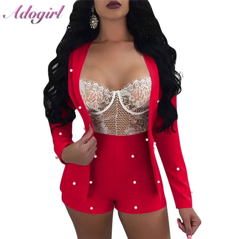 Женский офисный костюм Adogirl Повседневный Кардиган с длинным рукавом + короткие