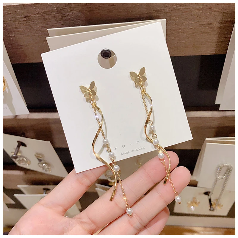 Женские длинные серьги бабочки ювелирные изделия из искусственной кожи с