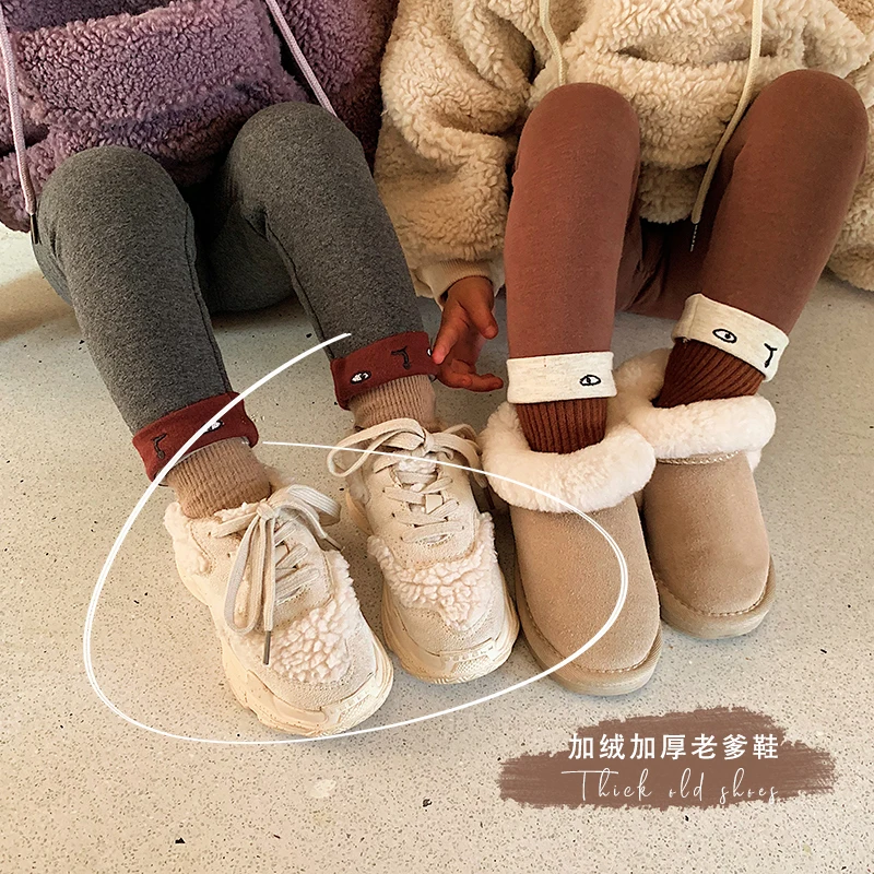 

Children Shoes Girls Fashion Daddy Shoes New Winter Sports Shoes Girl Casual with Fleece Shoes Hip-school Boys Shoes
