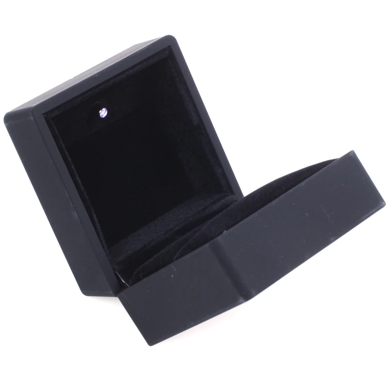 

2 Pack Black Engagement Ring Box Earring Pendant Box with LED Light