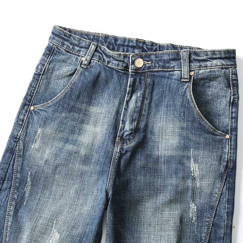 Джинсы мужские свободного кроя эластичные брюки-султанки в стиле ретро