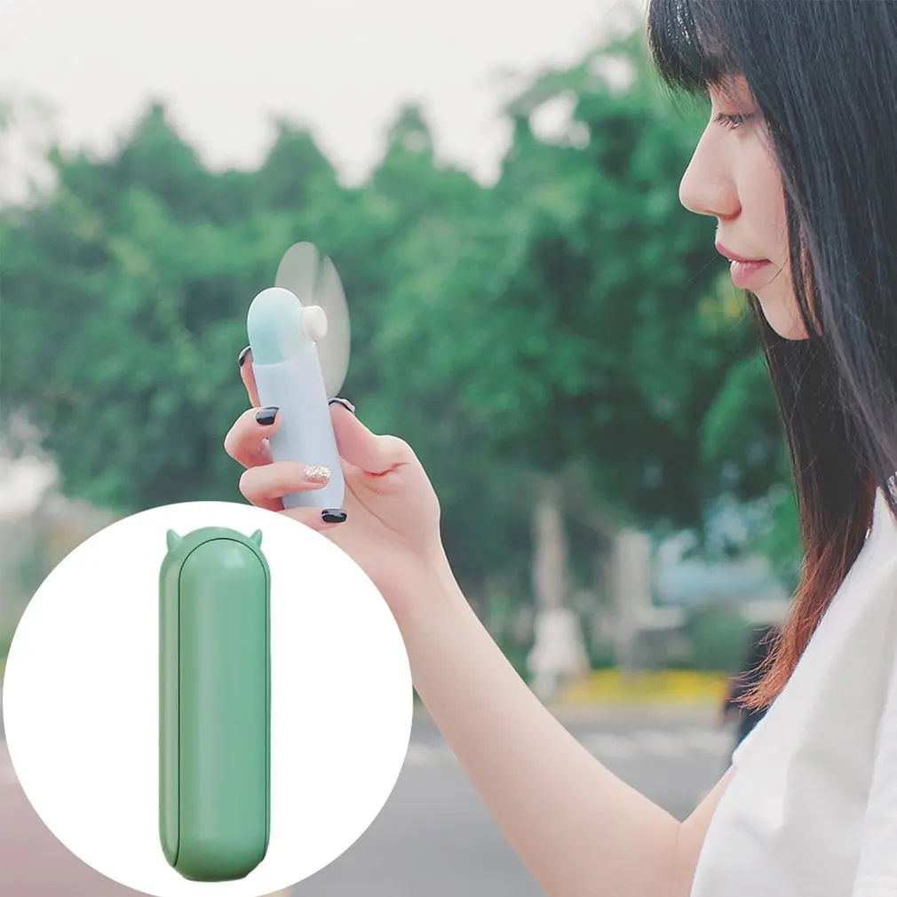 

Creative Portable USB Handheld Foldable Small Fan With TPE Soft Rubber Leaf Automatic Stop Protection Design Fan