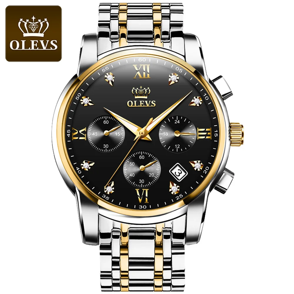 

OLEVS Brand Men Watches Business Quartz Watch Men's Stainless Steel Band 30M Waterproof Date Wristwatches Relogio Masculino