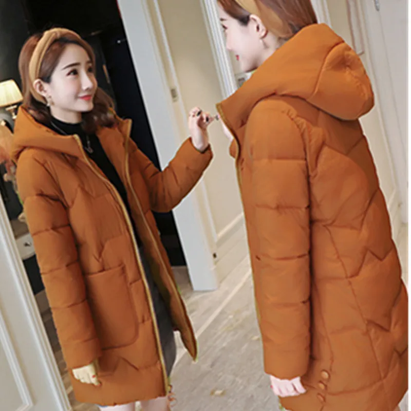 Новые модные пальто зимняя женская куртка с капюшоном теплая размера плюс