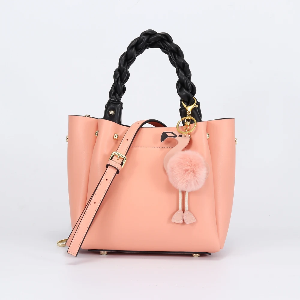 Женская сумка через плечо DASTINLY модная из натуральной кожи с помпоном фламинго