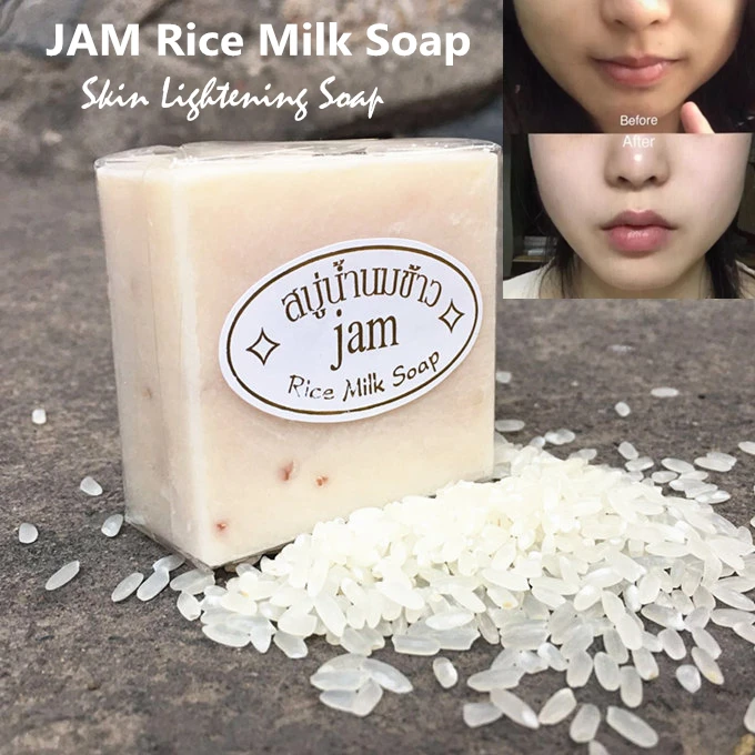 

jam Handmade Whitening Soap Skin Lightening Soap Vitamin Rice Milk Bleaching Soap Deep Cleaning Brighten Skin care Soap