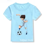 Рубашка для мальчиков высокого качества, детская модная футболка с капитаном Цубаса, летний топ, детская одежда, футболка с графическим рисунком, синяя футболка от 3 до 13 лет