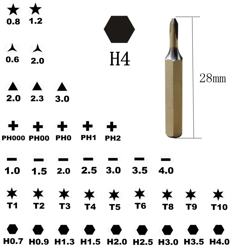 Биты для отвертки Torx T1 T2 T3 T4 T5 T6 T8 T9 T10 phillips HEX Pentalobe P5 Huawei Macbook Air Pro iphone7/8/x/xr/xs max |