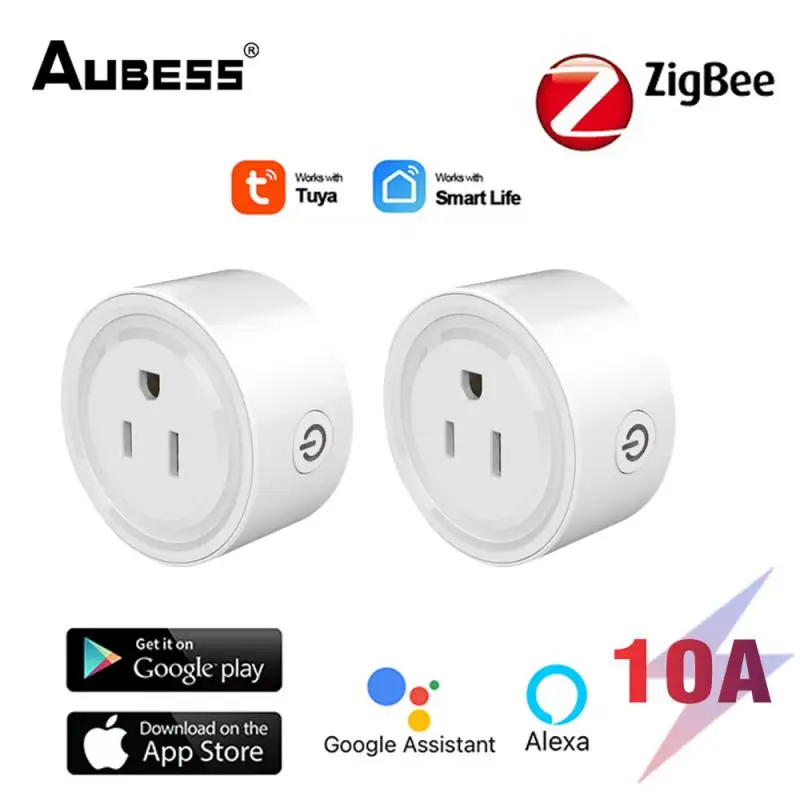 

Tuya Zigbee Smart Socket US Plug 10A WiFi Timer Remote Control Compatible Alexa Google Home Assistant Use With Gateway Aubess