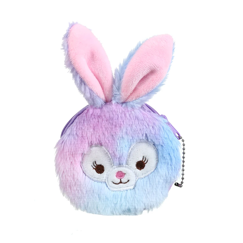 rabbit purple Мультфильм Плюшевый единорог портмоне милый кот мех круг кошелек девушка клатч вышитая сумка ключ наушники Органайзер Сумка детский подарок - Цвет: rabbit purple