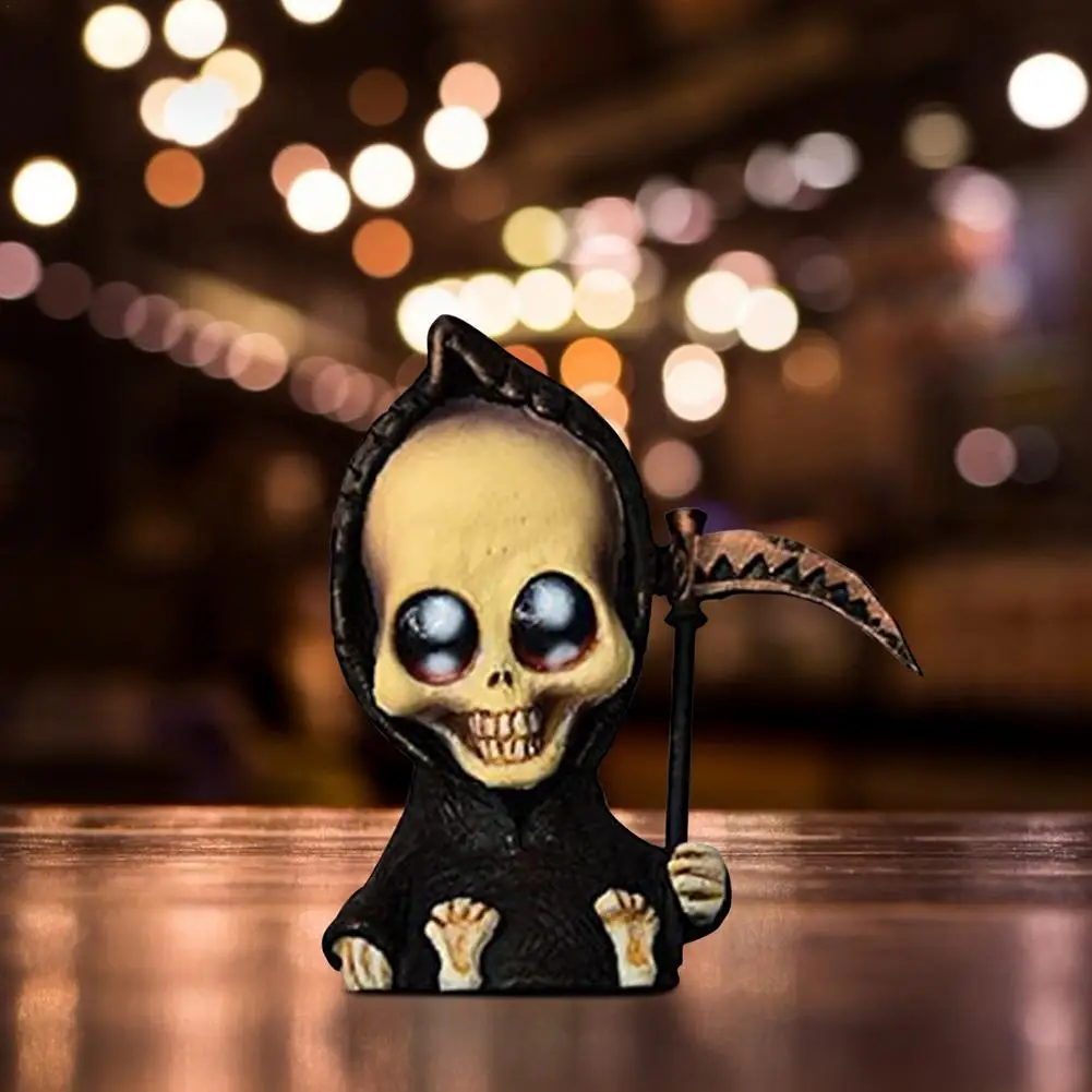 

Мрачный Жнец, полимерное украшение, ужасное украшение для Хэллоуина, статуэтка, уличная статуэтка, серп Жнеца, ручная работа для домашнего д...