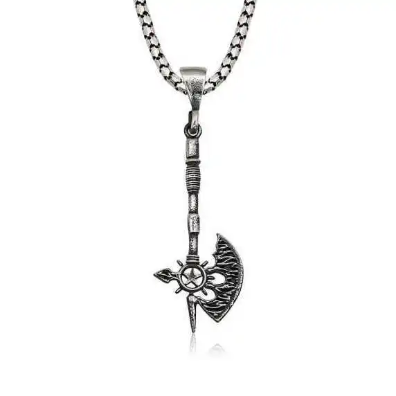 

Real Silver 925 Jewelry Silver Axe Figured Male Necklace