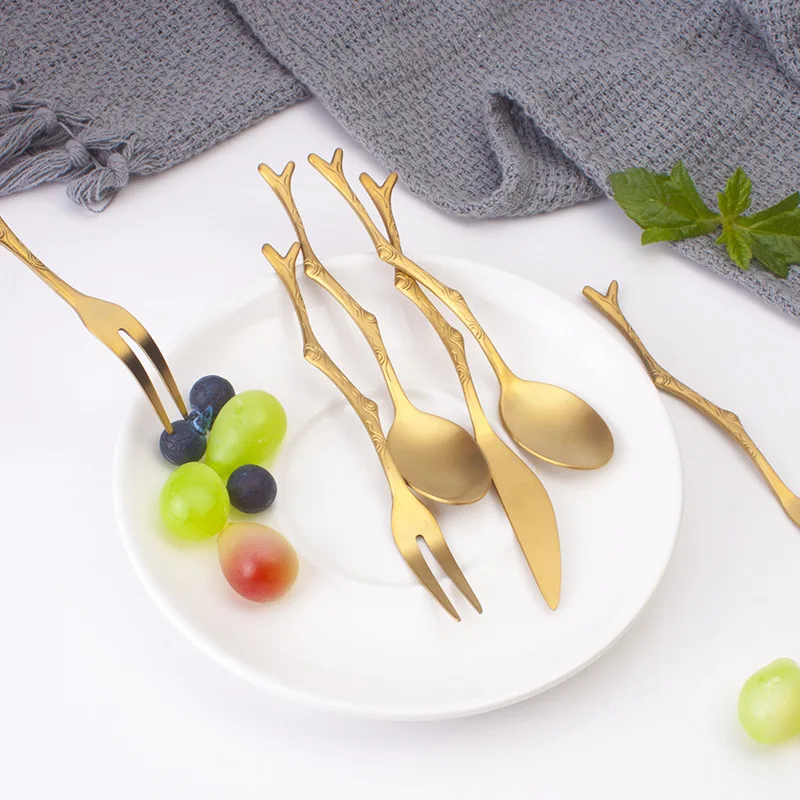 Креативный нож и вилка из нержавеющей стали ложка зеркальная кофейная маленький