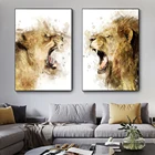 Цветные брызги чернил африканский дикий лев и львица Рор Холст Плакаты животные картины настенное Искусство Картины Декор для дома гостиной