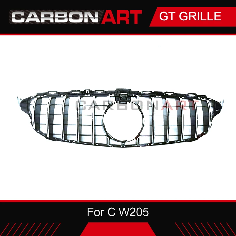 chrome with cam15-18 Carbonart C Class W205 GT решетка решетки переднего бампера подходит для mercedes W205 C200 C300 Спорт Нет/с отверстием для камеры - Цвет: chrome with cam15-18