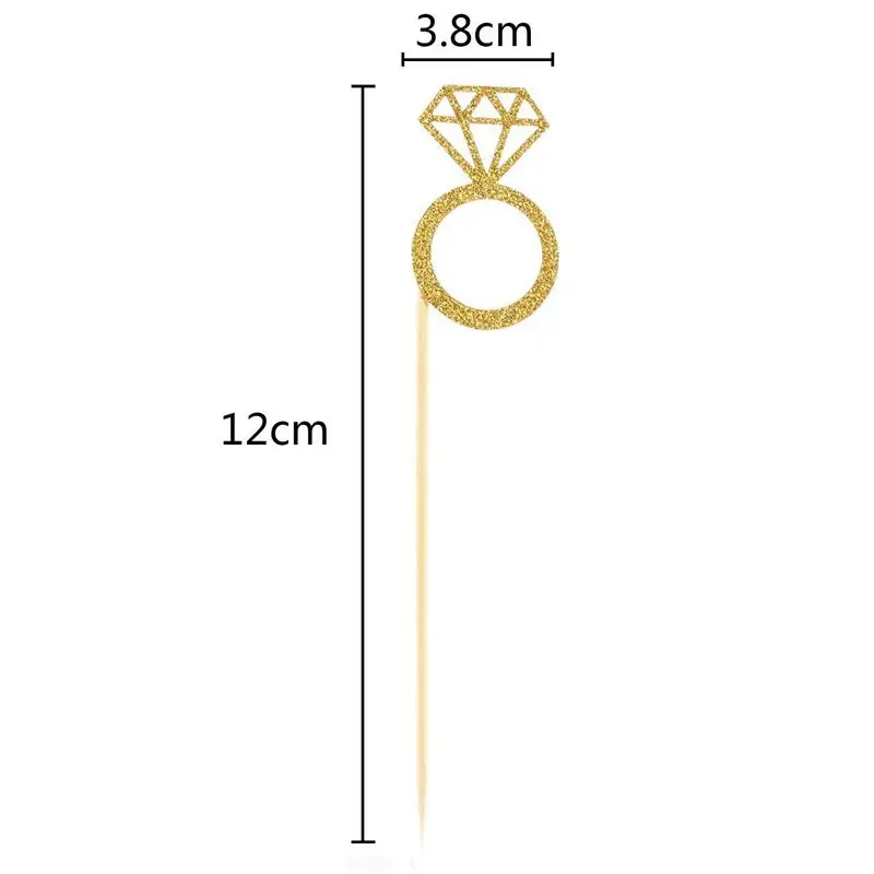 50 Pack Cupcake Toppers Gold Glitter Mini Diamond Ring Cakes for Marriage Engagement Anniversary Birthday Valentines Par | Дом и сад