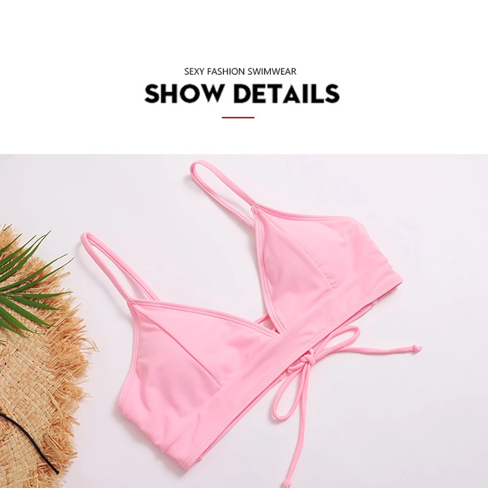 2021 New Bikini Suit Retro Swimsuit Two-Piece Lace-Up Female Push-Up Cute Summer | Спорт и развлечения