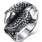 Винтажное огромное властное кольцо рыбы для мужчин, модное мужское очаровательное кольцо с двумя искусственными элементами в стиле панк, коктейльное ювелирное изделие, подарок