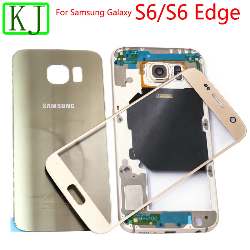 Полный корпус чехол для Samsung Galaxy S6 G920/S6 Edge G925 крышка батареи задняя дверь+ средняя рама+ Передний сенсорный экран