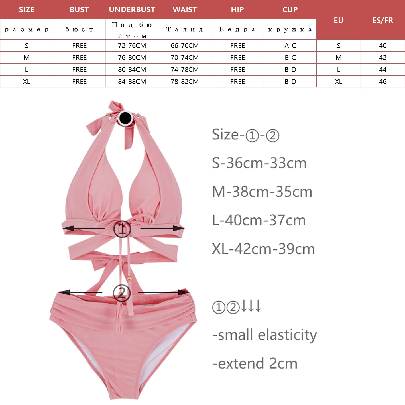 

Sexy Pink High Waist Push up Bikini 2021 Bandage Swimsuit Women Tassle Swimwear Beach Wear Swim Bathing Suit Sexy & Club Solid