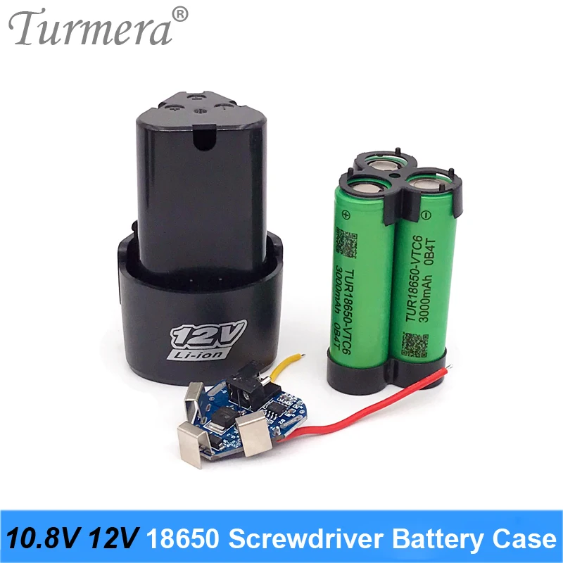 

Turmera 10.8V 12V Screwdriver Electric Drill Battery Case Box with 18650 Brackets 3S 40A BMS Board for Shura Shrika Replace Use