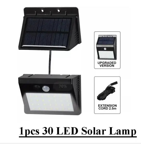 1 Piece 30 LED Солнечный PIR датчик движения безопасности освещение наружная лампа разделяемая 3 режима настенный светильник для наружного сада двора - Испускаемый цвет: 1 Piece