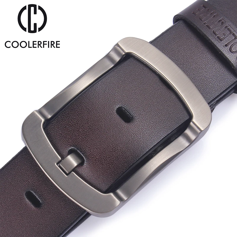 Coolerfire Fashion Cowhide Genuine Leather Belt Men Black Jeans Strap Male Vintage Casual Men Belts HQ024