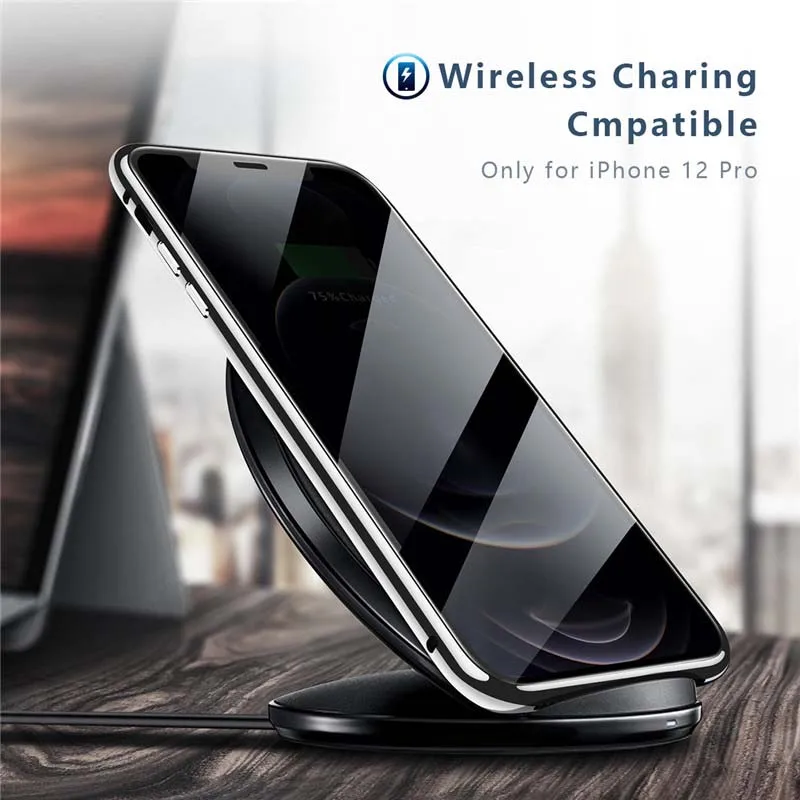 

360 Magnetic Adsorption Metal Case For Iphone 12 12Mini 12Pro 12ProMax Double-Sided Glass Magnet Cover Phone HA015