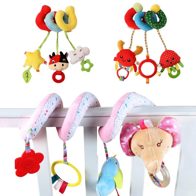 

Baby Elephant Rattles Bear Bee 0-12 Months Newborn Infant Stroller Bed Hanging Plush Doll Visual Grab Ability Training Bell Toys