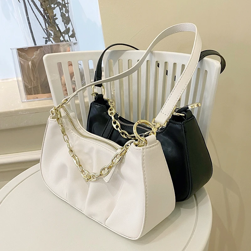 

Fashion Exquisite Shopping Bag Retro Casual Women Totes Shoulder Bags Female Leather Solid Color Chain Handbag for Women 2021