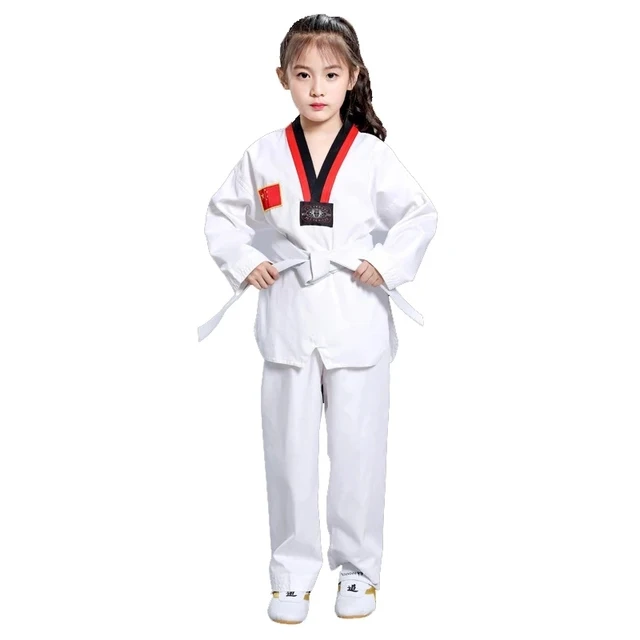 

Children Kimono Judo Kickboxing Practice Costume White Kid Boys Girls Taekwondo Suit Karate Tae Kwon Do Clothes Cotton Suits