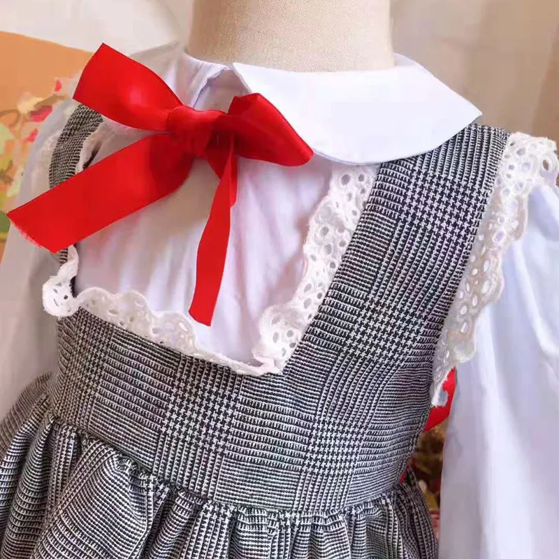 От 0 до 8 лет осенне-зимнее платье с длинными рукавами и отложным воротником для