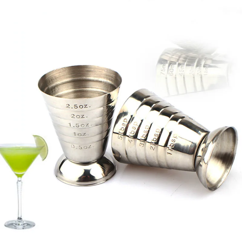 75ml Stainless Steel Bar Wine Cocktail Shaker Jigger Single Double Shot Bartender Drink Mixer Measurer Cup Tools |