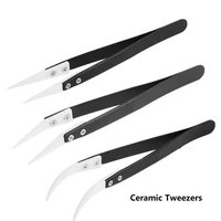 new anti static ceramic tweezers electronic cigarette industrial ceramic tweezers with insulated pointed straight curved tip